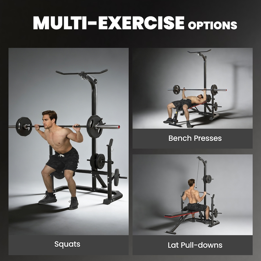 Image 968375_ALTMORE3.jpg, Product 968-375 / Price $139.99, Soozier Multi-Function Home Gym Machine with Bench Press Rack, Black from Soozier on TSC.ca's Health & Fitness department