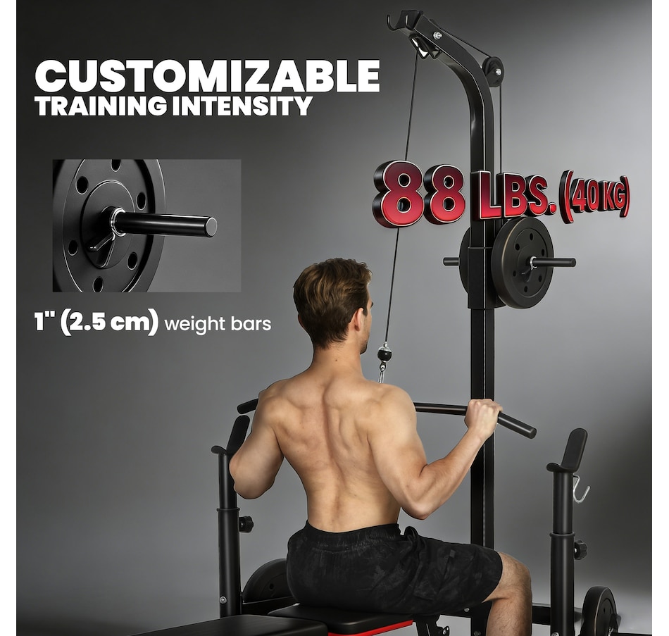 Image 968375_ALTMORE4.jpg, Product 968-375 / Price $143.99, Soozier Multi-Function Home Gym Machine with Bench Press Rack, Black from Soozier on TSC.ca's Health & Fitness department
