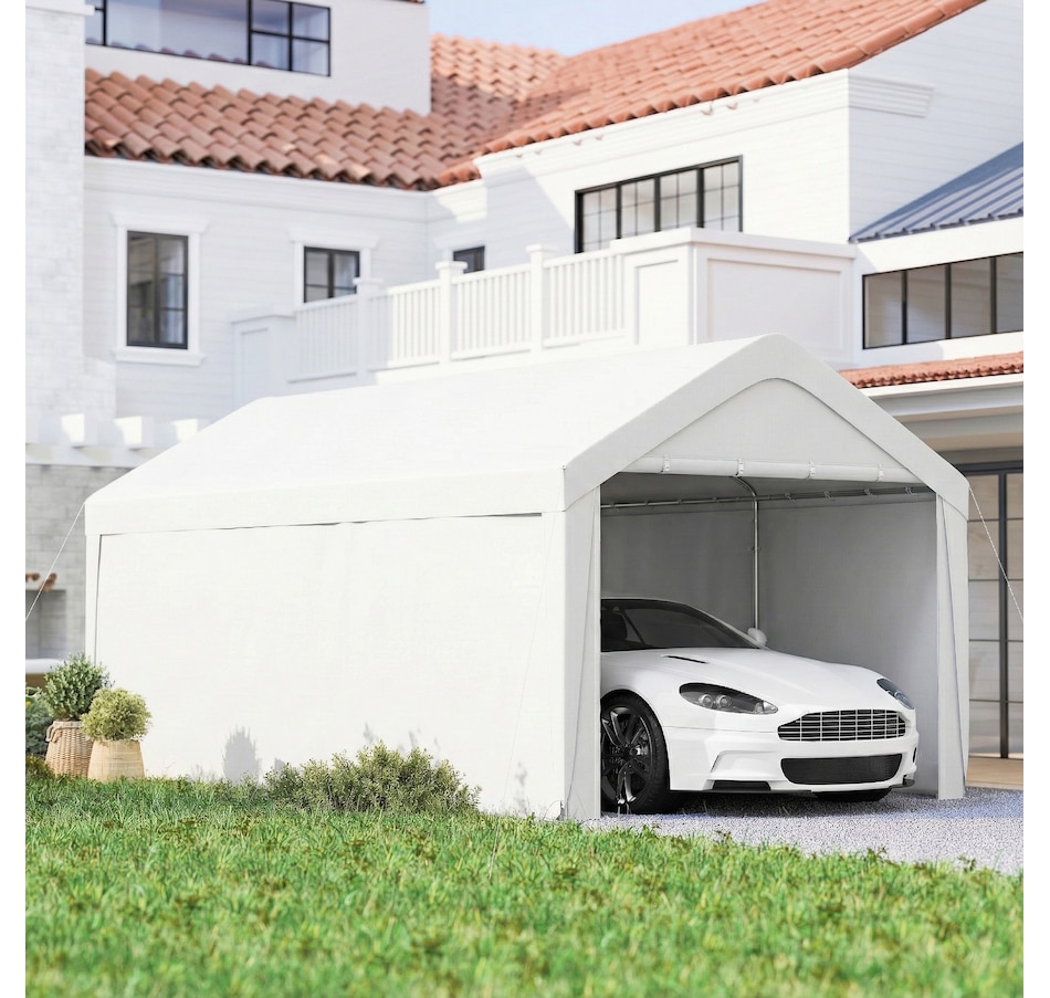Image 968384_ALTMORE10.jpg, Product 968-384 / Price $329.99 - $359.99, Outsunny Carport, 10 x 20 ft Car Shelter with 2 Roll-Up Doors from Outsunny on TSC.ca's Home & Garden department