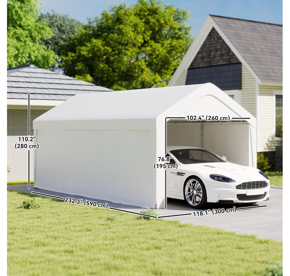 Image 968384_ALTMORE11.jpg, Product 968-384 / Price $329.99 - $359.99, Outsunny Carport, 10 x 20 ft Car Shelter with 2 Roll-Up Doors from Outsunny on TSC.ca's Home & Garden department