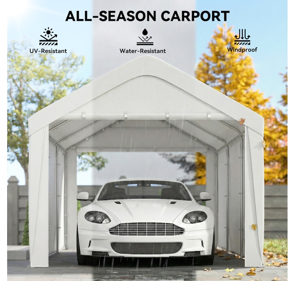 Image 968384_ALTMORE12.jpg, Product 968-384 / Price $329.99 - $359.99, Outsunny Carport, 10 x 20 ft Car Shelter with 2 Roll-Up Doors from Outsunny on TSC.ca's Home & Garden department