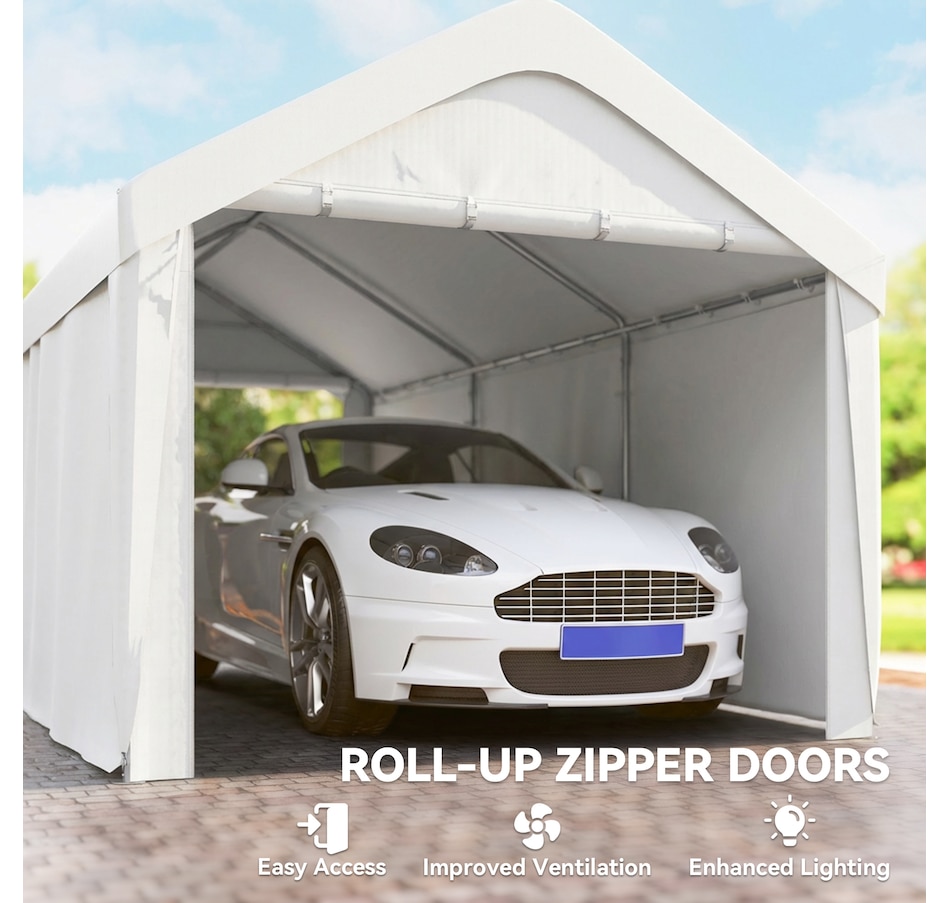 Image 968384_ALTMORE14.jpg, Product 968-384 / Price $329.99 - $359.99, Outsunny Carport, 10 x 20 ft Car Shelter with 2 Roll-Up Doors from Outsunny on TSC.ca's Home & Garden department