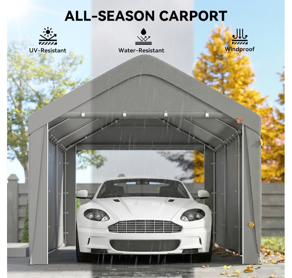 Image 968384_ALTMORE3.jpg, Product 968-384 / Price $329.99 - $359.99, Outsunny Carport, 10 x 20 ft Car Shelter with 2 Roll-Up Doors from Outsunny on TSC.ca's Home & Garden department
