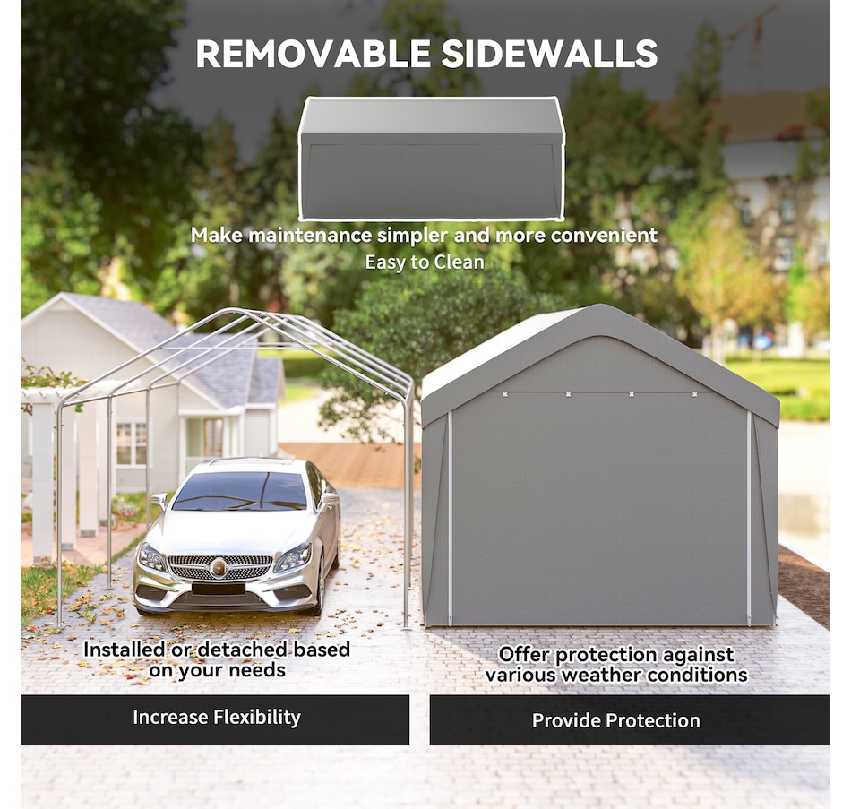 Image 968384_ALTMORE4.jpg, Product 968-384 / Price $329.99 - $359.99, Outsunny Carport, 10 x 20 ft Car Shelter with 2 Roll-Up Doors from Outsunny on TSC.ca's Home & Garden department