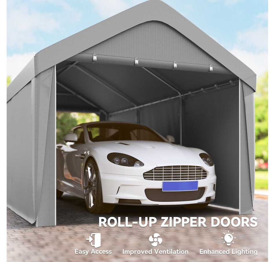 Image 968384_ALTMORE5.jpg, Product 968-384 / Price $329.99 - $359.99, Outsunny Carport, 10 x 20 ft Car Shelter with 2 Roll-Up Doors from Outsunny on TSC.ca's Home & Garden department