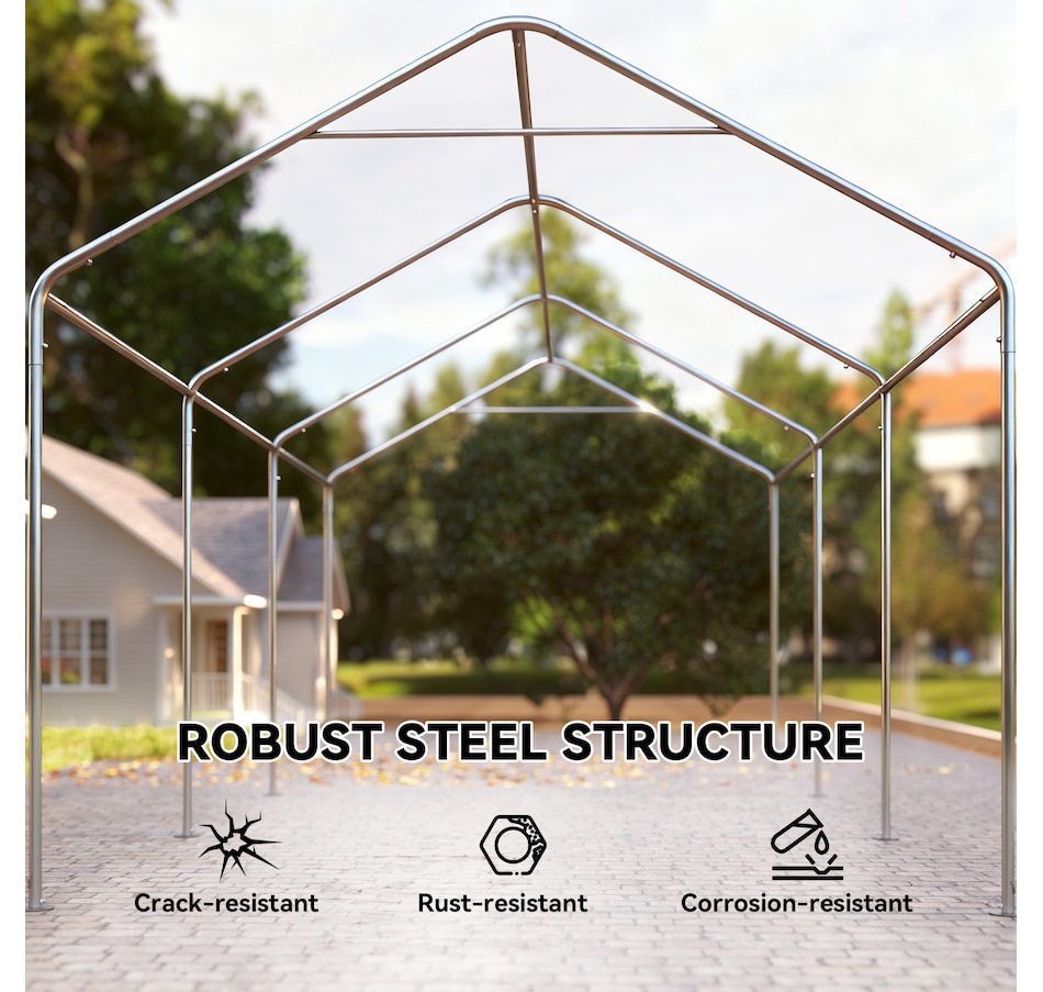 Image 968384_ALTMORE6.jpg, Product 968-384 / Price $329.99 - $359.99, Outsunny Carport, 10 x 20 ft Car Shelter with 2 Roll-Up Doors from Outsunny on TSC.ca's Home & Garden department