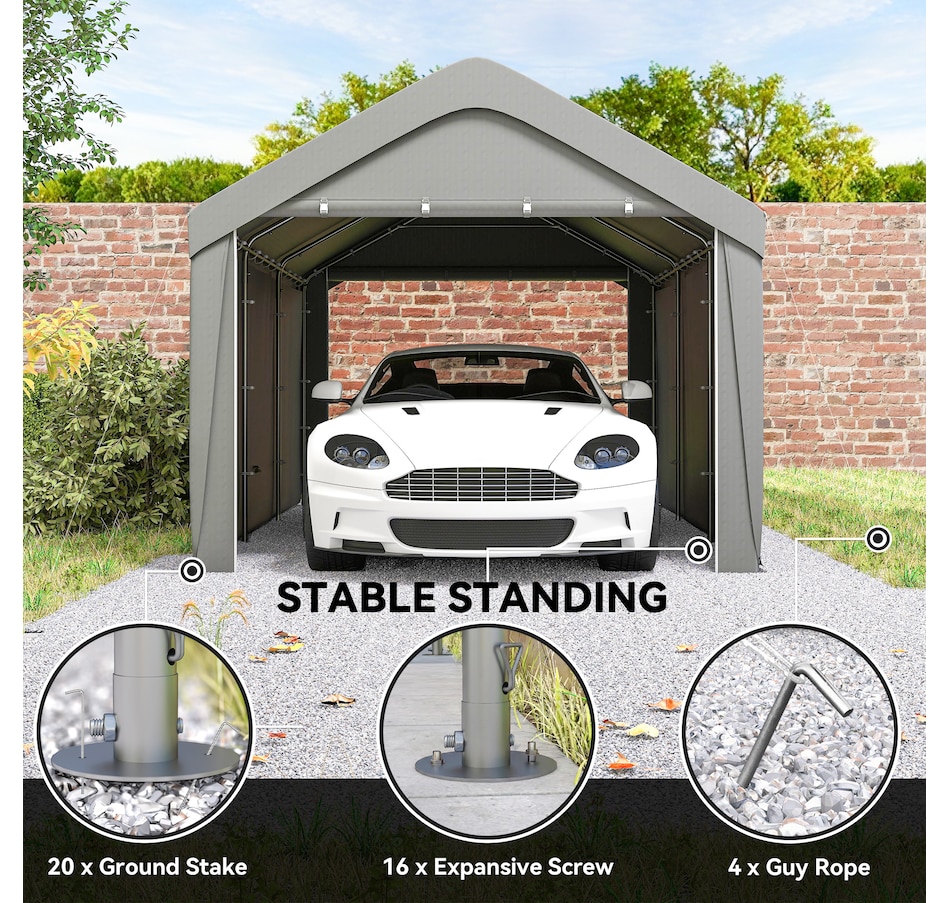Image 968384_ALTMORE7.jpg, Product 968-384 / Price $329.99 - $359.99, Outsunny Carport, 10 x 20 ft Car Shelter with 2 Roll-Up Doors from Outsunny on TSC.ca's Home & Garden department