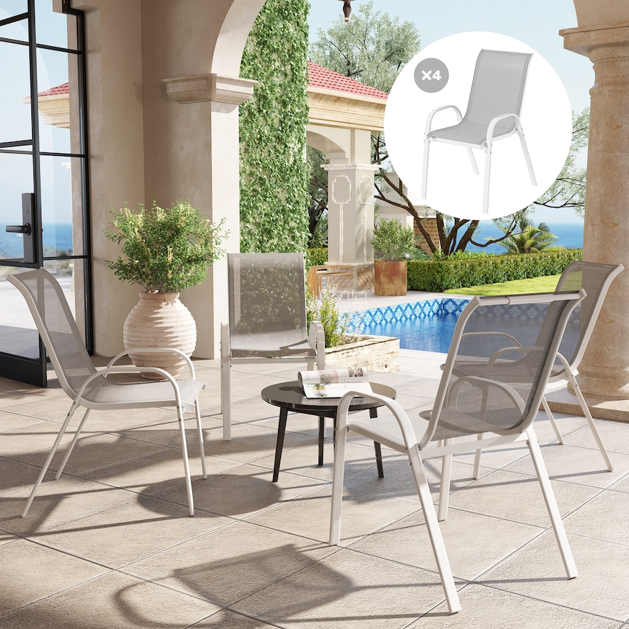 Image 968385_ALTMORE1.jpg, Product 968-385 / Price $164.99, Outsunny Set of 4 Outdoor Patio Dining Chairs Stackable Lawn Chairs from Outsunny on TSC.ca's Home & Garden department