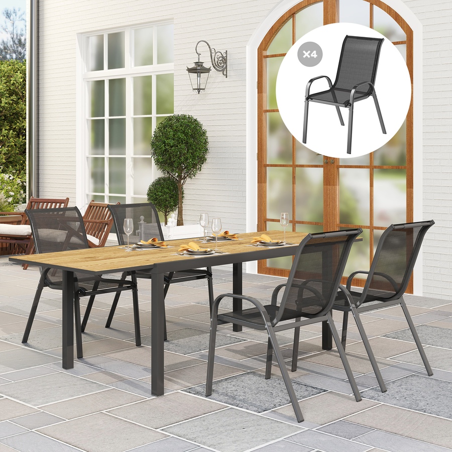 Image 968385_ALTMORE10.jpg, Product 968-385 / Price $164.99, Outsunny Set of 4 Outdoor Patio Dining Chairs Stackable Lawn Chairs from Outsunny on TSC.ca's Home & Garden department