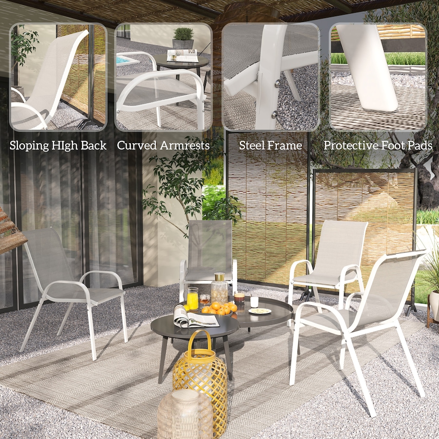Image 968385_ALTMORE5.jpg, Product 968-385 / Price $164.99, Outsunny Set of 4 Outdoor Patio Dining Chairs Stackable Lawn Chairs from Outsunny on TSC.ca's Home & Garden department