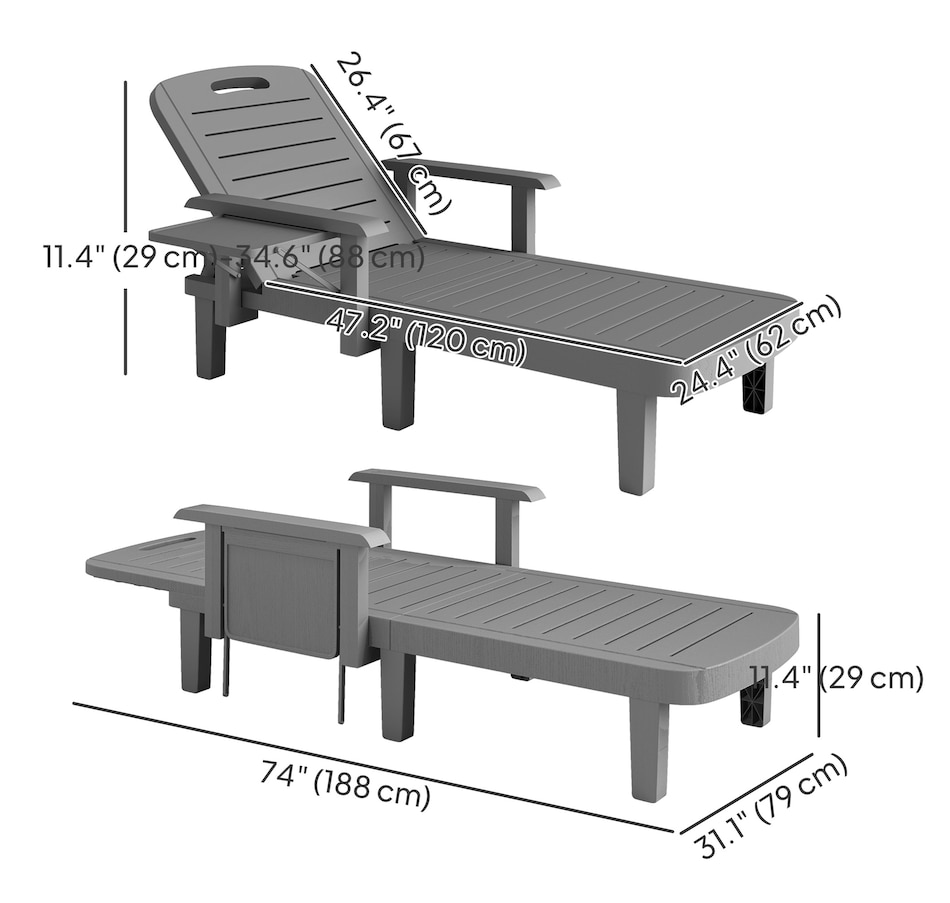 Image 968396_ALTMORE11.jpg, Product 968-396 / Price $234.99 - $259.99, Outsunny Set of 2 Tanning Chair for Garden, 5 Positions Adjustable from Outsunny on TSC.ca's Home & Garden department
