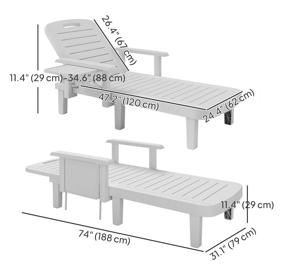 Image 968396_ALTMORE2.jpg, Product 968-396 / Price $234.99 - $259.99, Outsunny Set of 2 Tanning Chair for Garden, 5 Positions Adjustable from Outsunny on TSC.ca's Home & Garden department