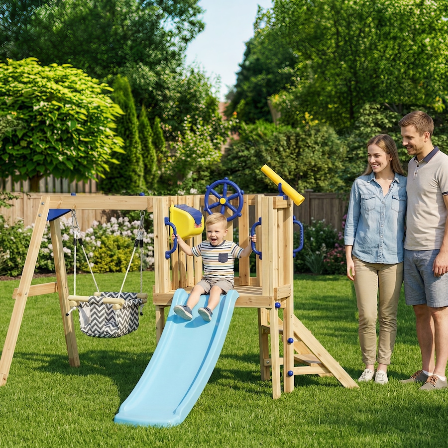 Image 968402_ALTMORE1.jpg, Product 968-402 / Price $199.99, Outsunny Wooden Kids Swing Set with Swing Seat, Ages 18-48 Months, Natural from Outsunny on TSC.ca's Home & Garden department