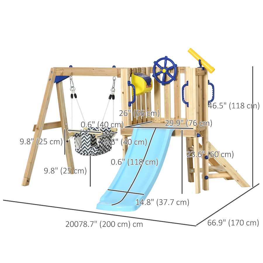 Image 968402_ALTMORE2.jpg, Product 968-402 / Price $199.99, Outsunny Wooden Kids Swing Set with Swing Seat, Ages 18-48 Months, Natural from Outsunny on TSC.ca's Home & Garden department
