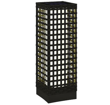Outsunny Wicker Solar Floor Lamp, Auto On/Off Outdoor Lamp, Black