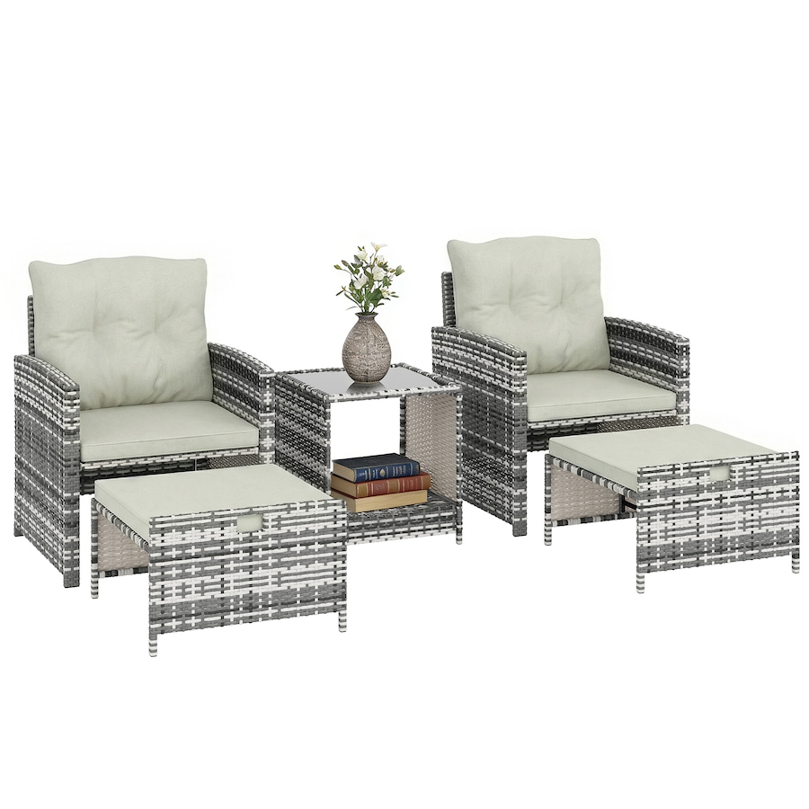 Image 968413.jpg, Product 968-413 / Price $334.99, Outsunny 5 Piece Patio Furniture Set with Ottomans Cushions, Grey/Cream from Outsunny on TSC.ca's Home & Garden department