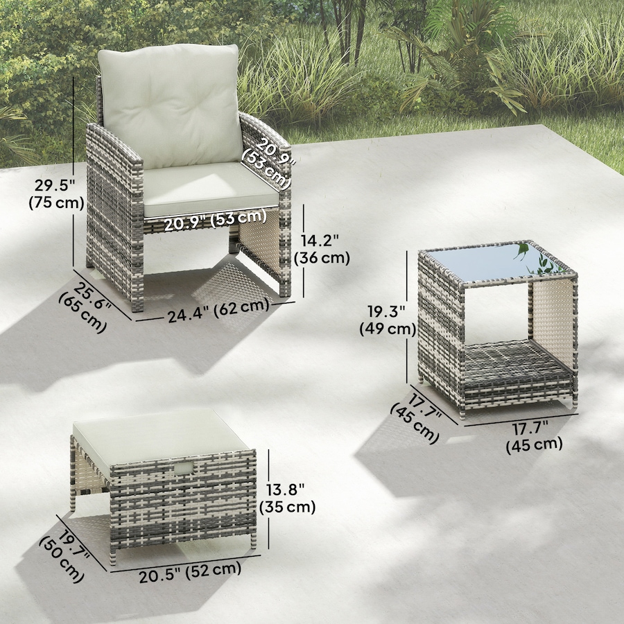 Image 968413_ALTMORE2.jpg, Product 968-413 / Price $334.99, Outsunny 5 Piece Patio Furniture Set with Ottomans Cushions, Grey/Cream from Outsunny on TSC.ca's Home & Garden department