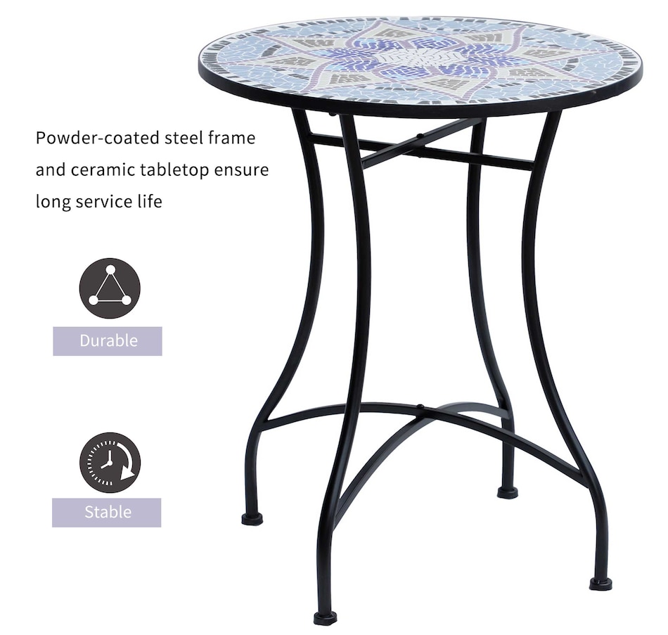 Image 968415_ALTMORE3.jpg, Product 968-415 / Price $109.99, Outsunny Mosaic Round Patio Table with Ceramic Tabletop, Balcony Side Table from Outsunny on TSC.ca's Home & Garden department