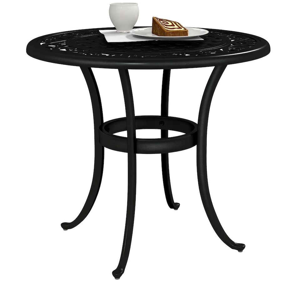 Image 968416.png, Product 968-416 / Price $103.99, Outsunny Outdoor Side Table w/ Cast Aluminum, Coffee Side Desk, Black from Outsunny on TSC.ca's Home & Garden department