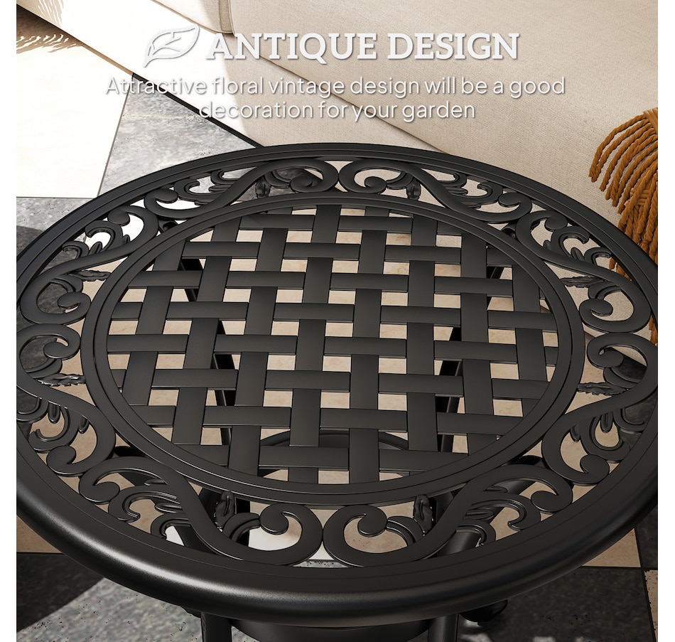 Image 968416_ALTMORE3.jpg, Product 968-416 / Price $103.99, Outsunny Outdoor Side Table w/ Cast Aluminum, Coffee Side Desk, Black from Outsunny on TSC.ca's Home & Garden department