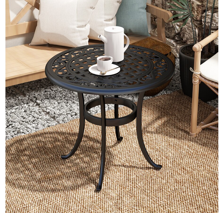 Image 968416_ALTMORE6.jpg, Product 968-416 / Price $103.99, Outsunny Outdoor Side Table w/ Cast Aluminum, Coffee Side Desk, Black from Outsunny on TSC.ca's Home & Garden department