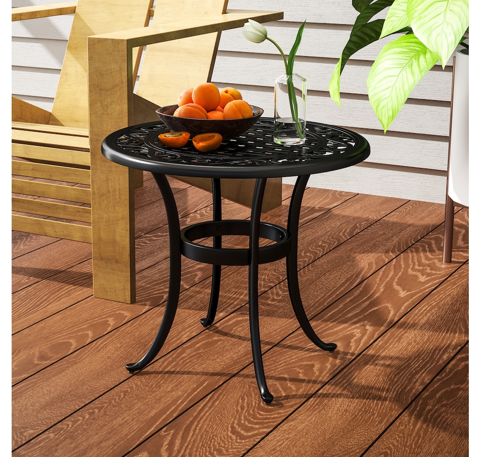 Image 968416_ALTMORE7.jpg, Product 968-416 / Price $103.99, Outsunny Outdoor Side Table w/ Cast Aluminum, Coffee Side Desk, Black from Outsunny on TSC.ca's Home & Garden department