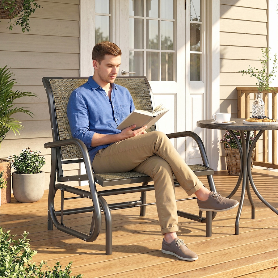Image 968423_ALTMORE1.jpg, Product 968-423 / Price $96.99, Outsunny Patio Glider, Metal Frame Outdoor Glider Chair, Light Mixed Brown from Outsunny on TSC.ca's Home & Garden department
