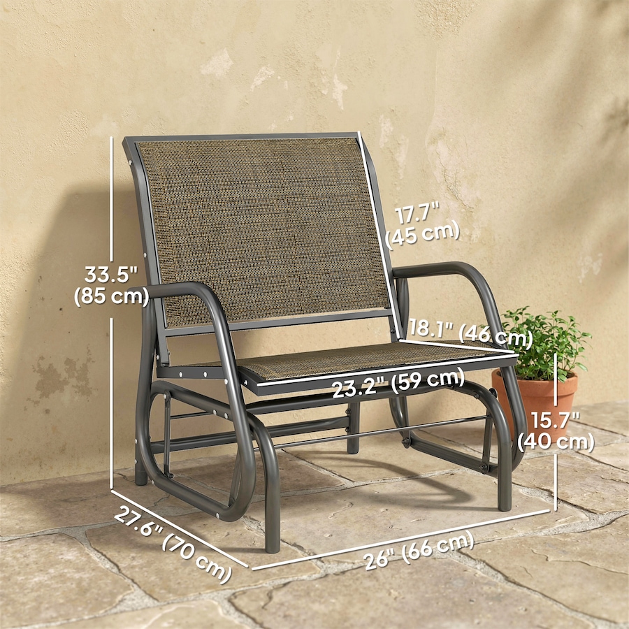 Image 968423_ALTMORE2.jpg, Product 968-423 / Price $96.99, Outsunny Patio Glider, Metal Frame Outdoor Glider Chair, Light Mixed Brown from Outsunny on TSC.ca's Home & Garden department