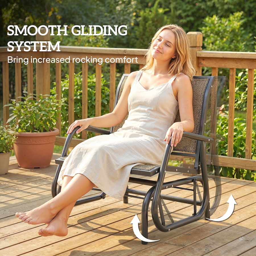 Image 968423_ALTMORE3.jpg, Product 968-423 / Price $96.99, Outsunny Patio Glider, Metal Frame Outdoor Glider Chair, Light Mixed Brown from Outsunny on TSC.ca's Home & Garden department