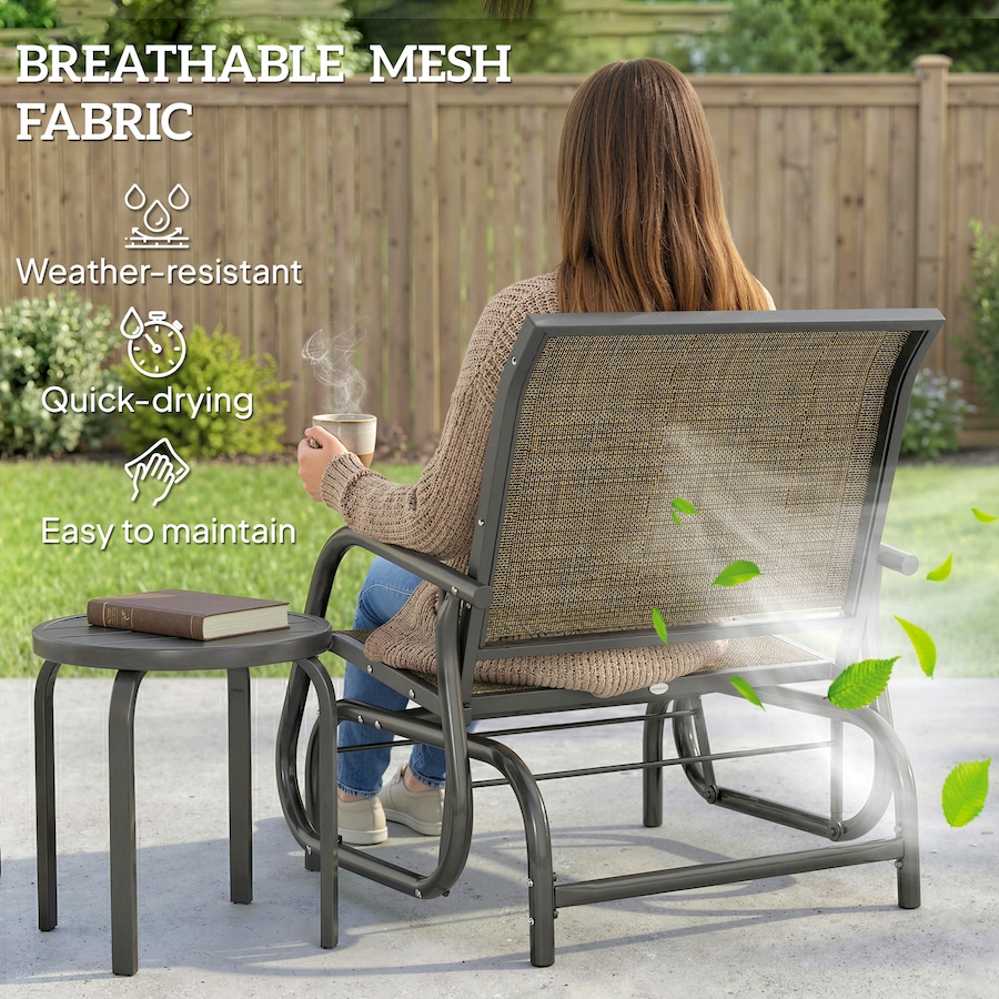 Image 968423_ALTMORE4.jpg, Product 968-423 / Price $96.99, Outsunny Patio Glider, Metal Frame Outdoor Glider Chair, Light Mixed Brown from Outsunny on TSC.ca's Home & Garden department