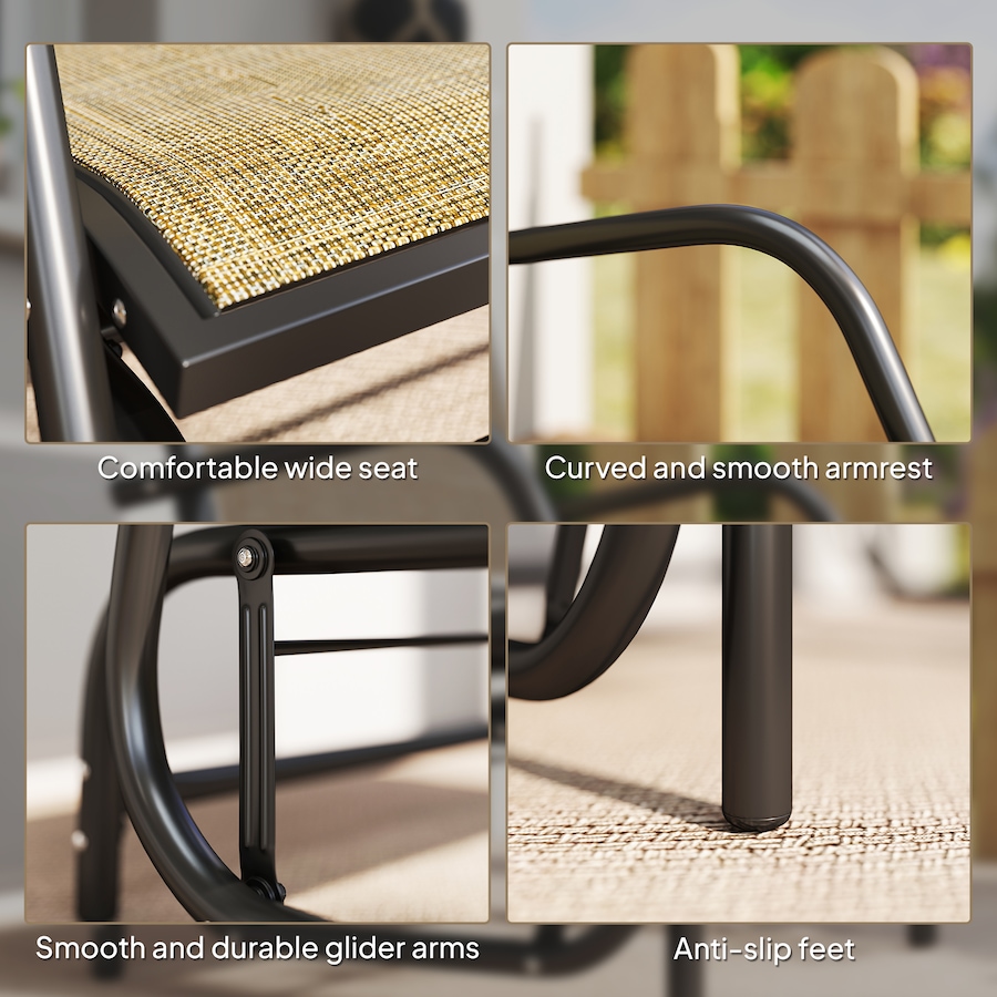 Image 968423_ALTMORE6.jpg, Product 968-423 / Price $96.99, Outsunny Patio Glider, Metal Frame Outdoor Glider Chair, Light Mixed Brown from Outsunny on TSC.ca's Home & Garden department