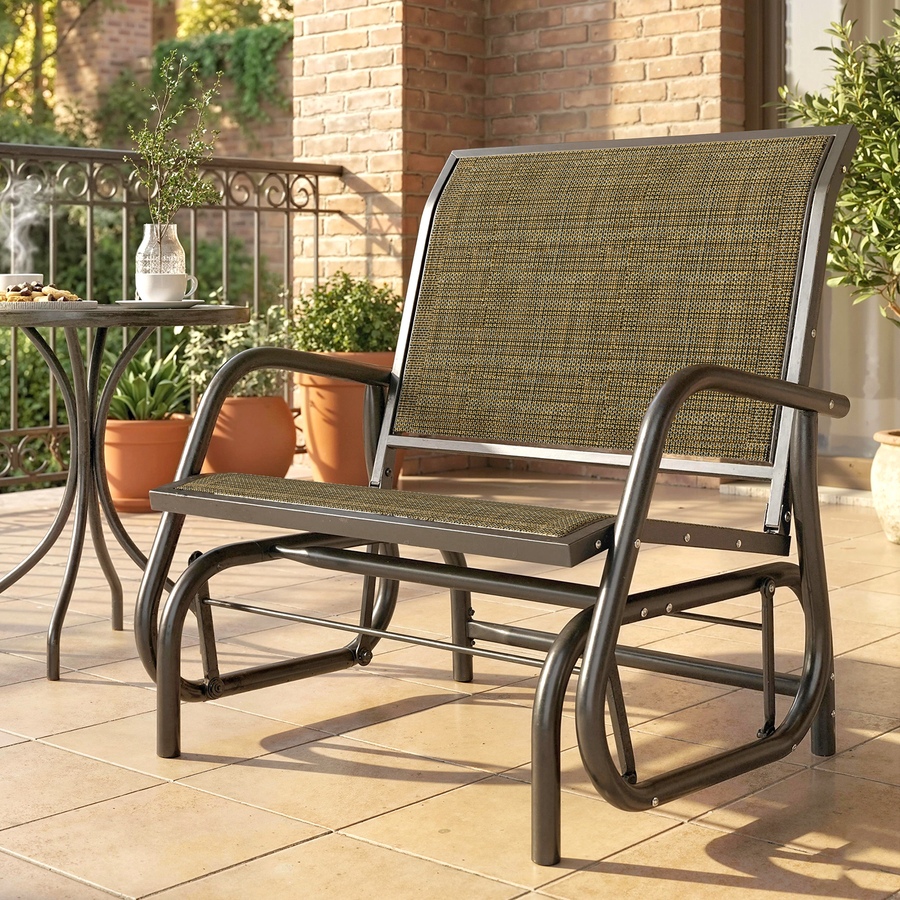 Image 968423_ALTMORE8.jpg, Product 968-423 / Price $96.99, Outsunny Patio Glider, Metal Frame Outdoor Glider Chair, Light Mixed Brown from Outsunny on TSC.ca's Home & Garden department