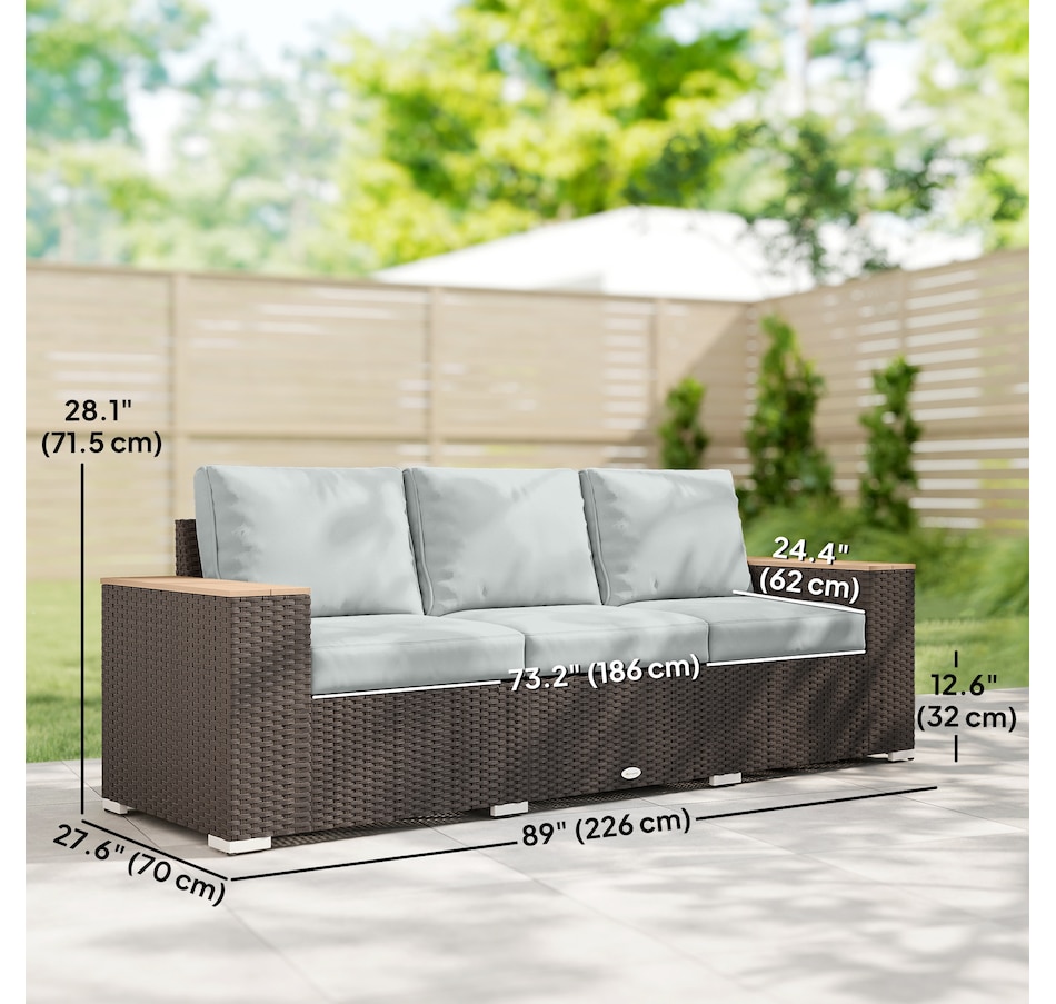Image 968424_ALTMORE2.jpg, Product 968-424 / Price $379.99, Outsunny 3-Seater Outdoor Couch with Cushions, Outdoor Sofa, Grey from Outsunny on TSC.ca's Home & Garden department