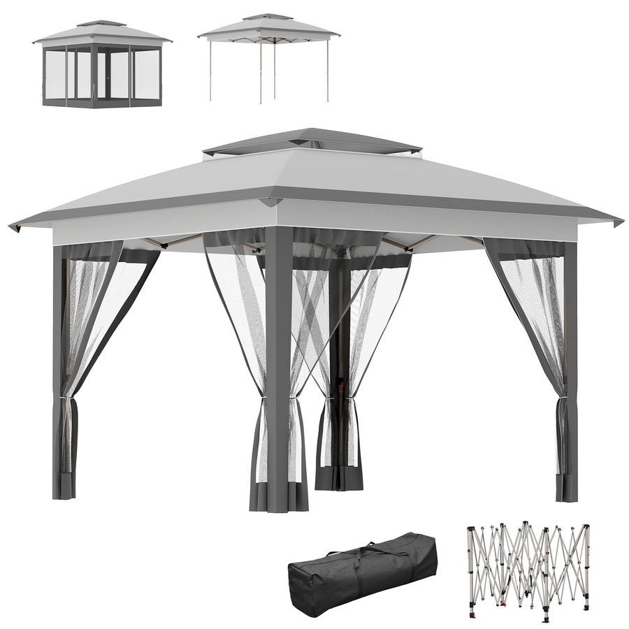 Image 968427.jpg, Product 968-427 / Price $249.99, Outsunny 12' x 12' Pop Up Canopy with Mesh, Grey from Outsunny on TSC.ca's Home & Garden department