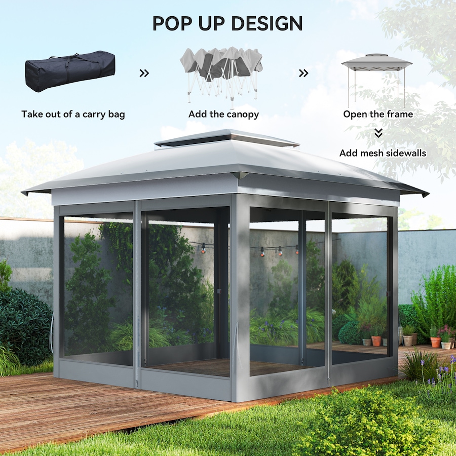 Image 968427_ALTMORE3.jpg, Product 968-427 / Price $249.99, Outsunny 12' x 12' Pop Up Canopy with Mesh, Grey from Outsunny on TSC.ca's Home & Garden department