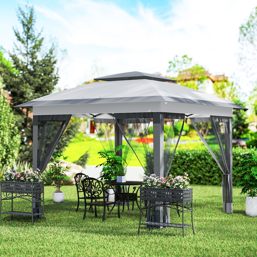 Image 968427_ALTMORE8.jpg, Product 968-427 / Price $249.99, Outsunny 12' x 12' Pop Up Canopy with Mesh, Grey from Outsunny on TSC.ca's Home & Garden department