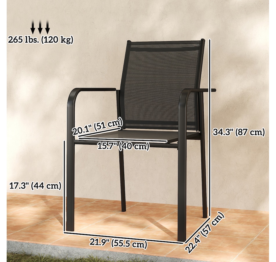 Image 968433_ALTMORE11.jpg, Product 968-433 / Price $209.99 - $219.99, Outsunny Patio Chairs Set of 4, Stackable Outdoor Dining Chairs from Outsunny on TSC.ca's Home & Garden department