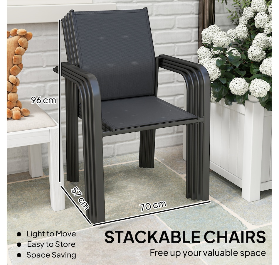 Image 968433_ALTMORE12.jpg, Product 968-433 / Price $209.99 - $219.99, Outsunny Patio Chairs Set of 4, Stackable Outdoor Dining Chairs from Outsunny on TSC.ca's Home & Garden department