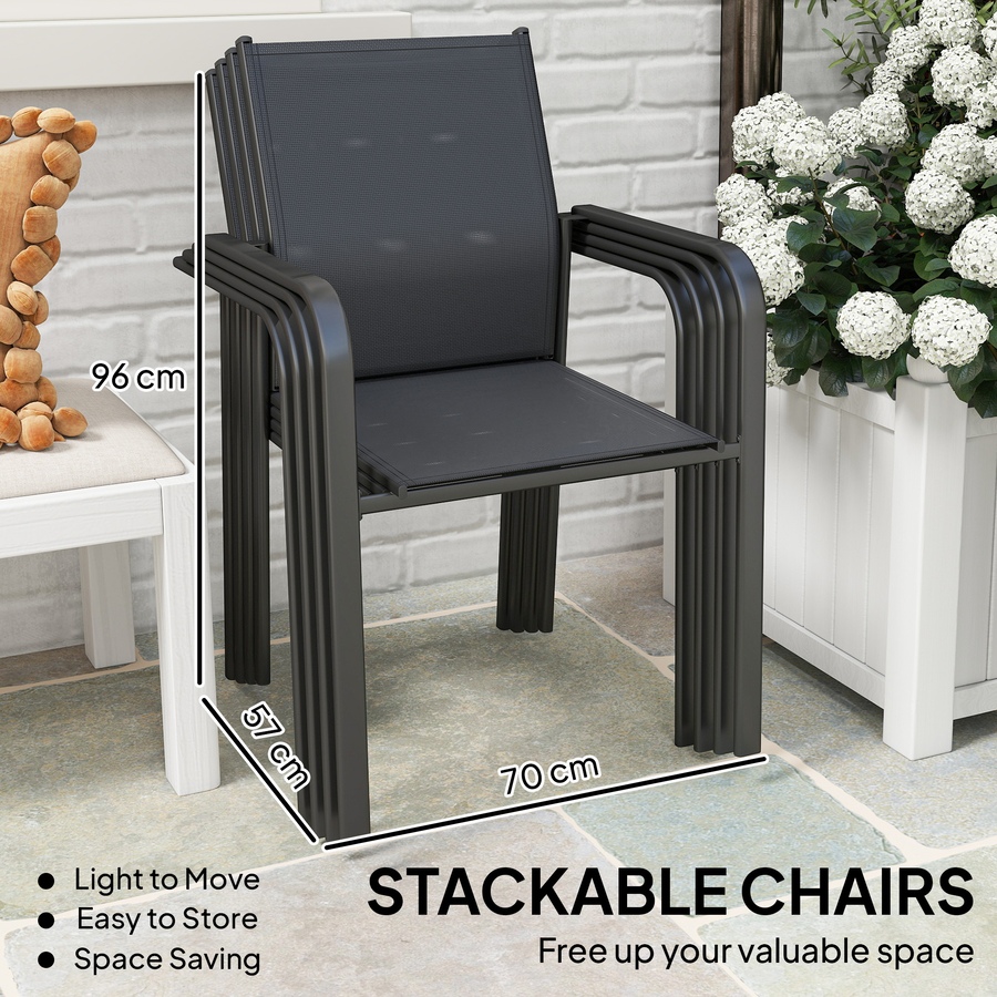 Image 968433_ALTMORE12.jpg, Product 968-433 / Price $239.99, Outsunny Patio Chairs Set of 4, Stackable Outdoor Dining Chairs from Outsunny on TSC.ca's Home & Garden department