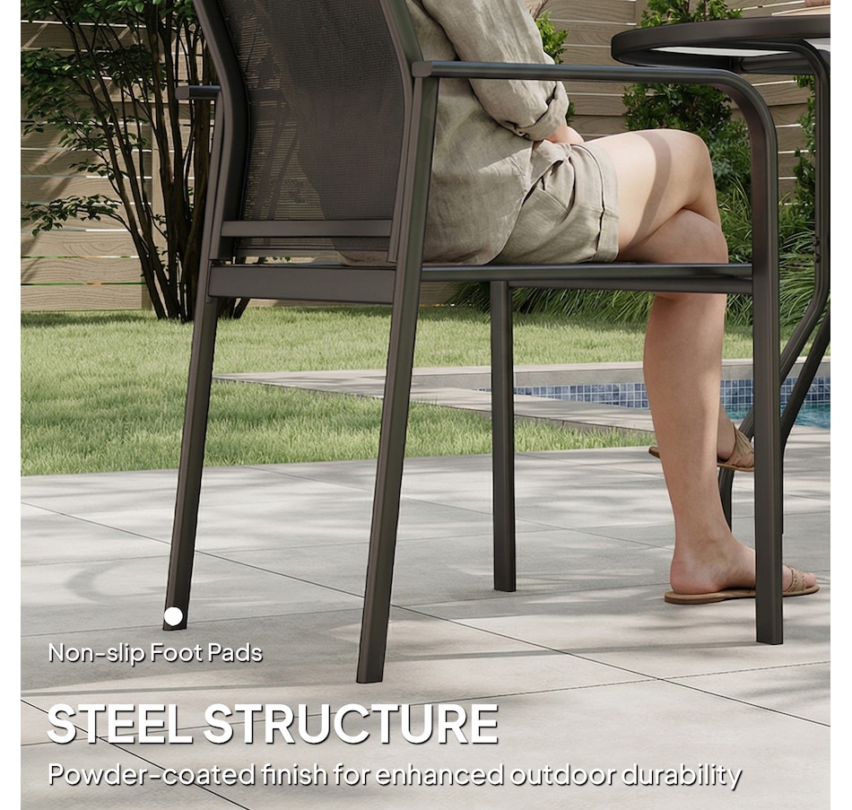 Image 968433_ALTMORE15.jpg, Product 968-433 / Price $209.99 - $219.99, Outsunny Patio Chairs Set of 4, Stackable Outdoor Dining Chairs from Outsunny on TSC.ca's Home & Garden department