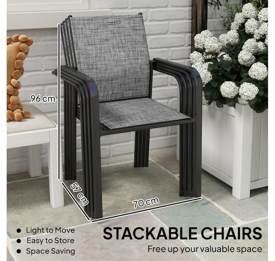 Image 968433_ALTMORE3.jpg, Product 968-433 / Price $209.99 - $219.99, Outsunny Patio Chairs Set of 4, Stackable Outdoor Dining Chairs from Outsunny on TSC.ca's Home & Garden department