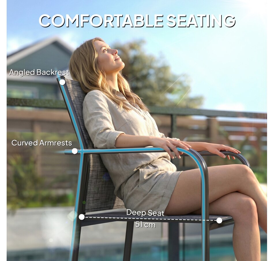 Image 968433_ALTMORE4.jpg, Product 968-433 / Price $209.99 - $219.99, Outsunny Patio Chairs Set of 4, Stackable Outdoor Dining Chairs from Outsunny on TSC.ca's Home & Garden department