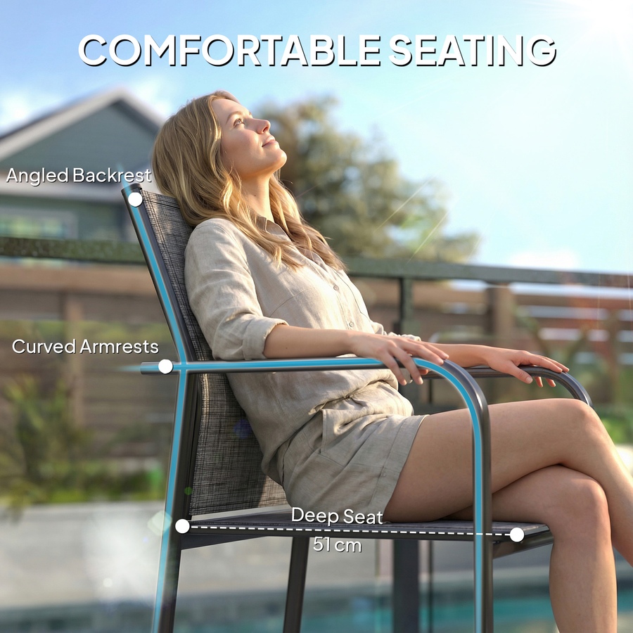 Image 968433_ALTMORE4.jpg, Product 968-433 / Price $239.99, Outsunny Patio Chairs Set of 4, Stackable Outdoor Dining Chairs from Outsunny on TSC.ca's Home & Garden department