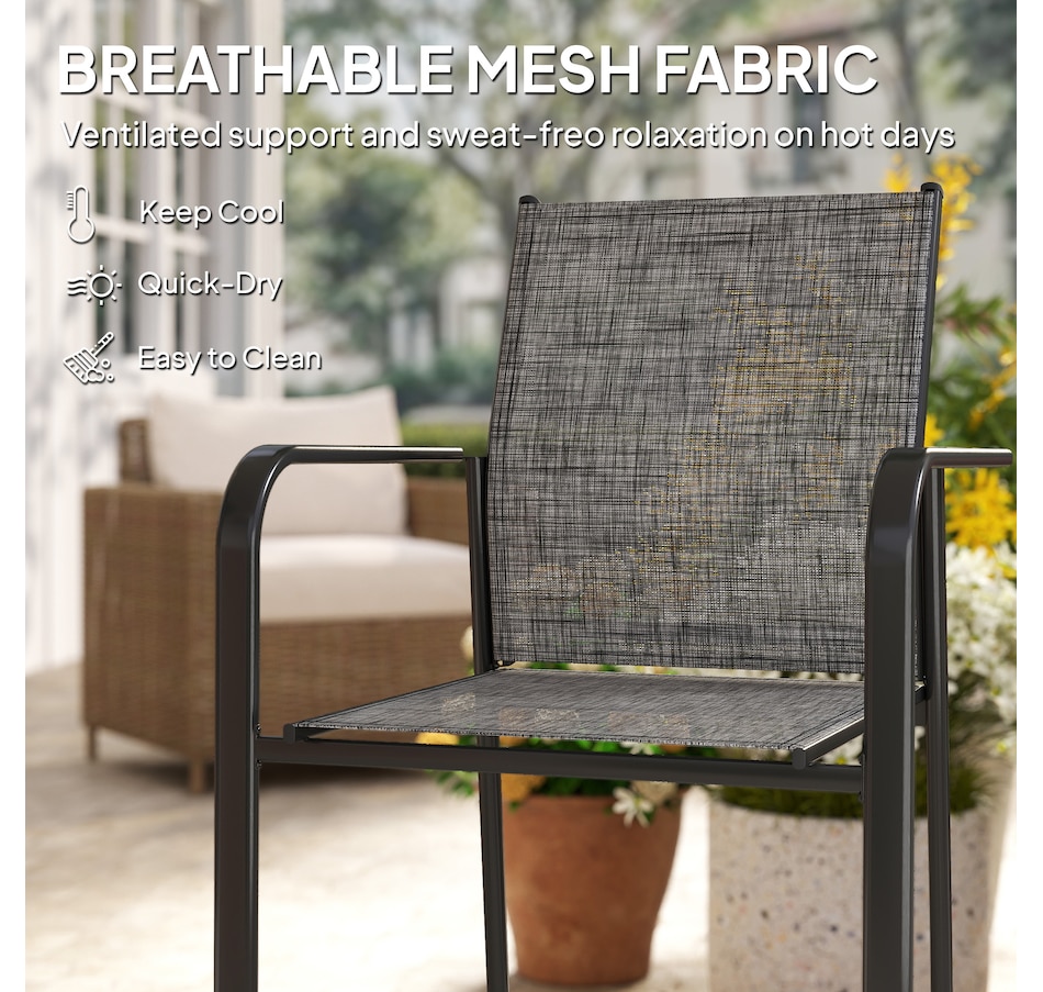 Image 968433_ALTMORE5.jpg, Product 968-433 / Price $209.99 - $219.99, Outsunny Patio Chairs Set of 4, Stackable Outdoor Dining Chairs from Outsunny on TSC.ca's Home & Garden department