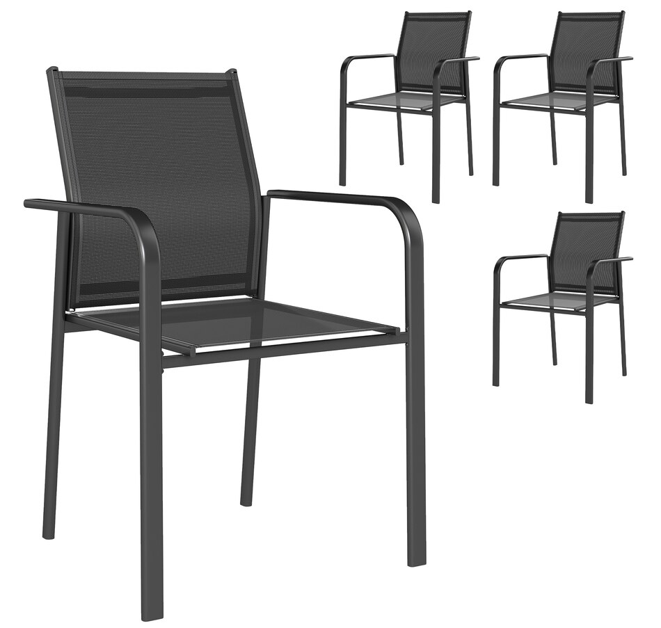 Image 968433_ST02.jpg, Product 968-433 / Price $209.99 - $219.99, Outsunny Patio Chairs Set of 4, Stackable Outdoor Dining Chairs from Outsunny on TSC.ca's Home & Garden department