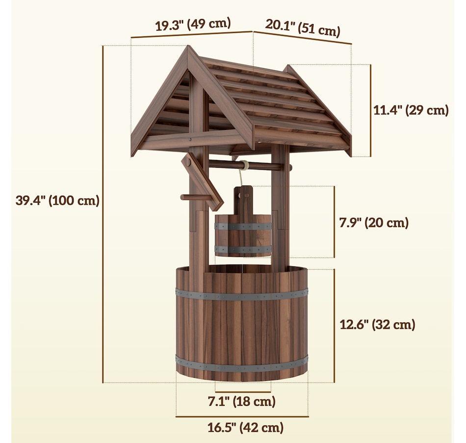 Image 968435_ALTMORE11.jpg, Product 968-435 / Price $109.99, Outsunny Wooden Wishing Well Planter, Flower Planter with Drainage Hole from Outsunny on TSC.ca's Home & Garden department