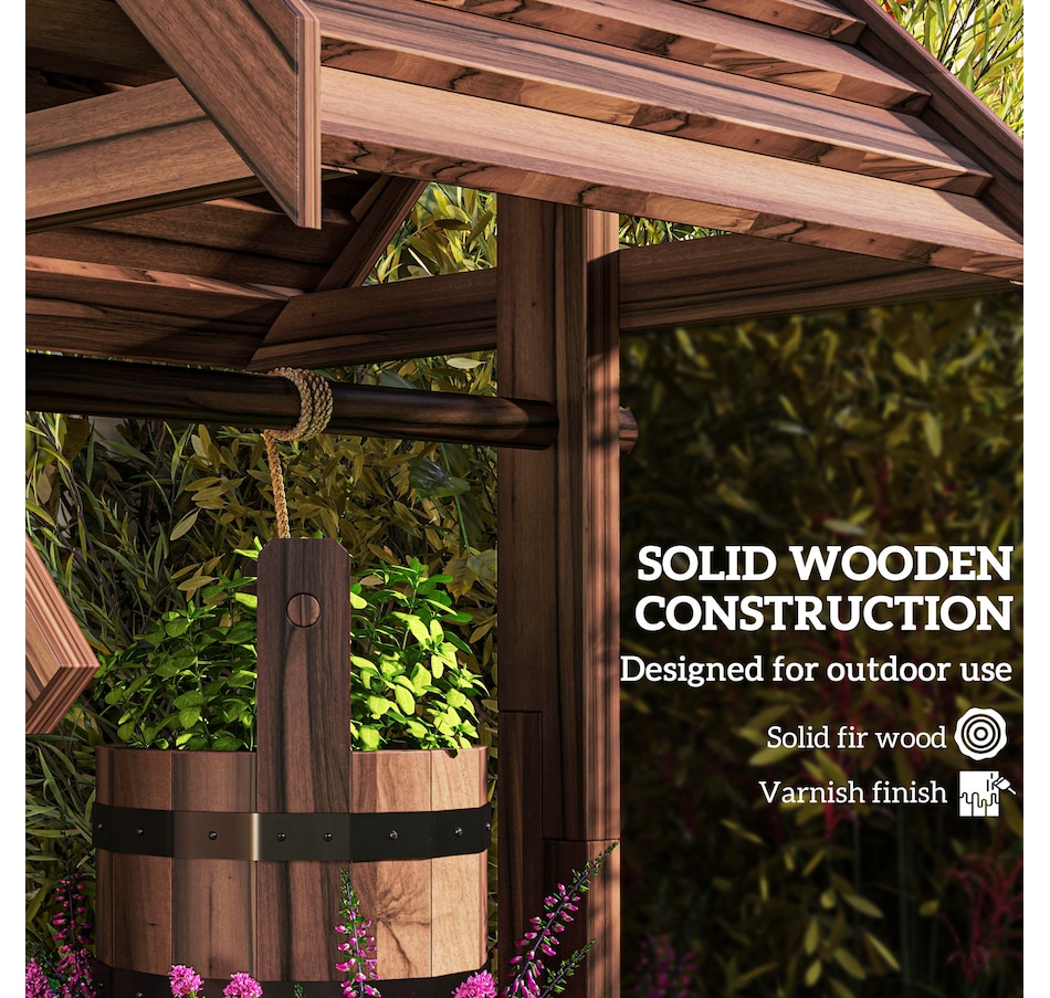 Image 968435_ALTMORE14.jpg, Product 968-435 / Price $109.99, Outsunny Wooden Wishing Well Planter, Flower Planter with Drainage Hole from Outsunny on TSC.ca's Home & Garden department