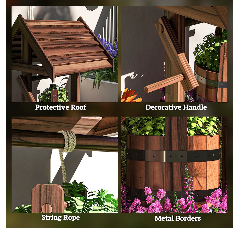 Image 968435_ALTMORE15.jpg, Product 968-435 / Price $109.99, Outsunny Wooden Wishing Well Planter, Flower Planter with Drainage Hole from Outsunny on TSC.ca's Home & Garden department