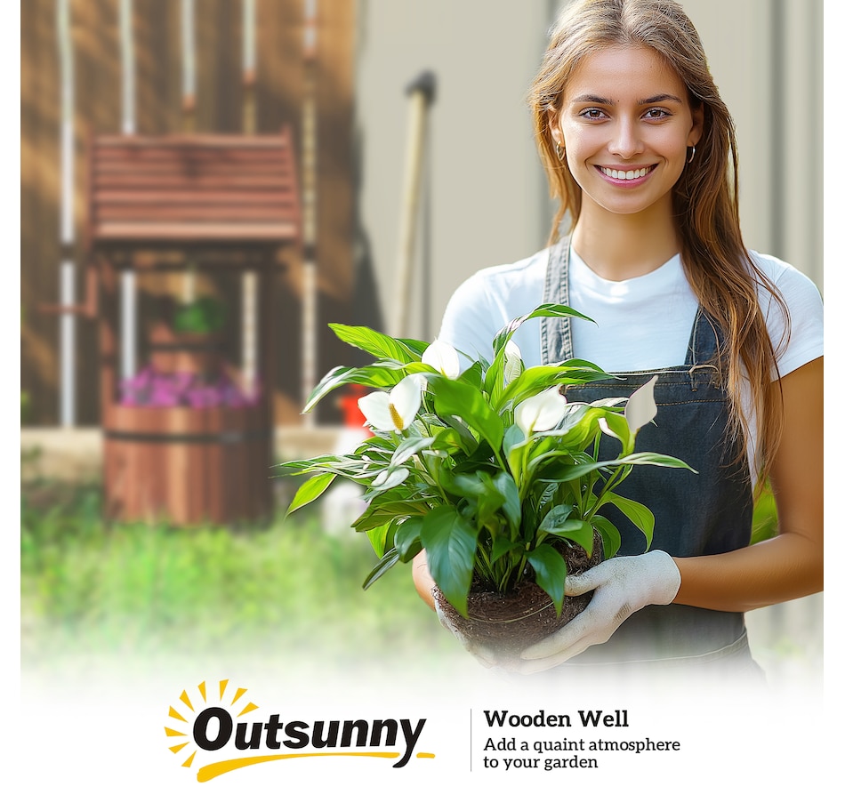 Image 968435_ALTMORE17.jpg, Product 968-435 / Price $109.99, Outsunny Wooden Wishing Well Planter, Flower Planter with Drainage Hole from Outsunny on TSC.ca's Home & Garden department