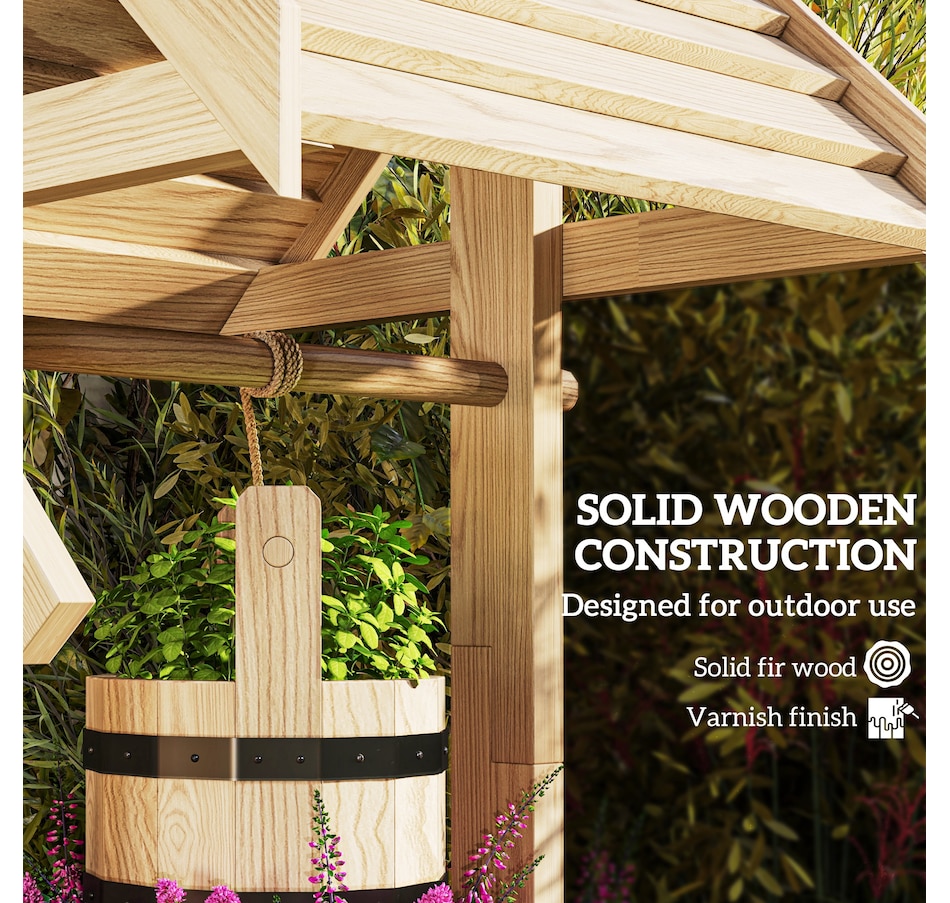 Image 968435_ALTMORE5.jpg, Product 968-435 / Price $109.99, Outsunny Wooden Wishing Well Planter, Flower Planter with Drainage Hole from Outsunny on TSC.ca's Home & Garden department